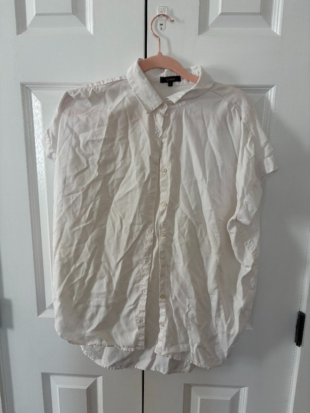 Quince White Short Sleeve Button Down Relaxed Shirt Size L
